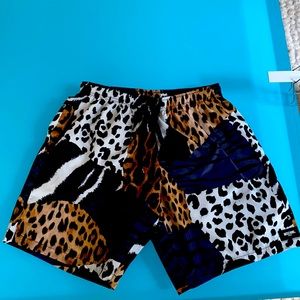 Moschino Men’s Leopard swimsuit w/tigers  Size SM